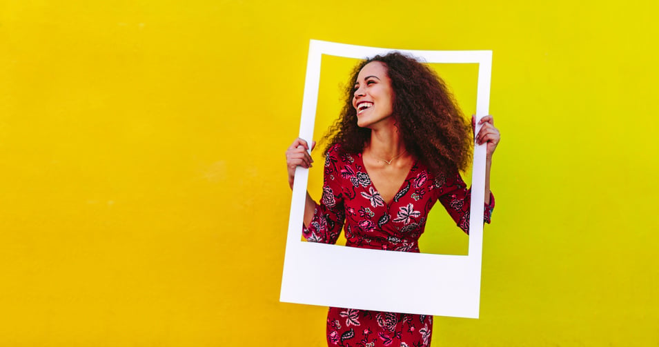 Pretty Girl with Big Picture Frame